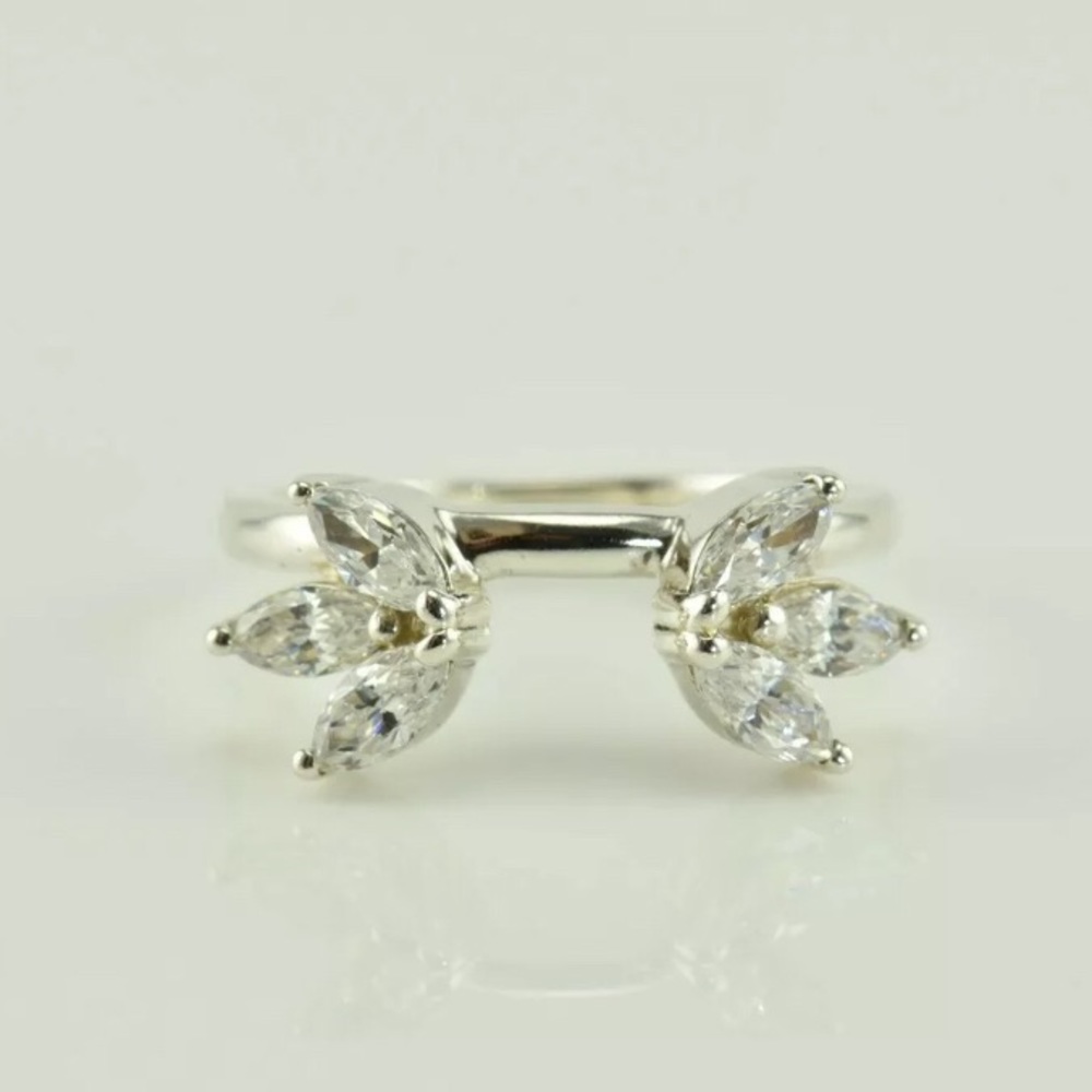 Diamonique 6 stone marquise enhancer ring size 5